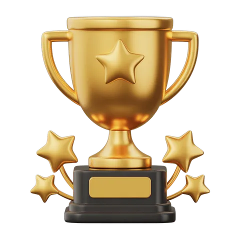 Gold trophy cup with star and laurels isolated clipart for awards ceremonies and achievement badges PNG