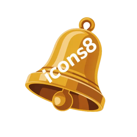 Golden bell notification icon for alerts events holidays and marketing graphics PNG