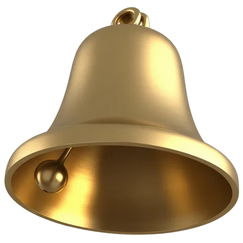 Golden bell notification icon isolated transparent background clipart graphic element PNG