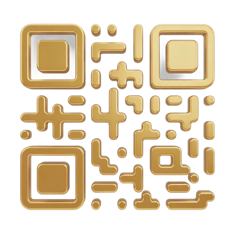 Golden QR code graphic element for modern marketing and digital presentation designs PNG