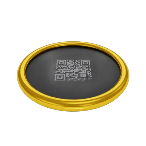 Golden round qr code graphic element for digital marketing and mobile app promotion PNG