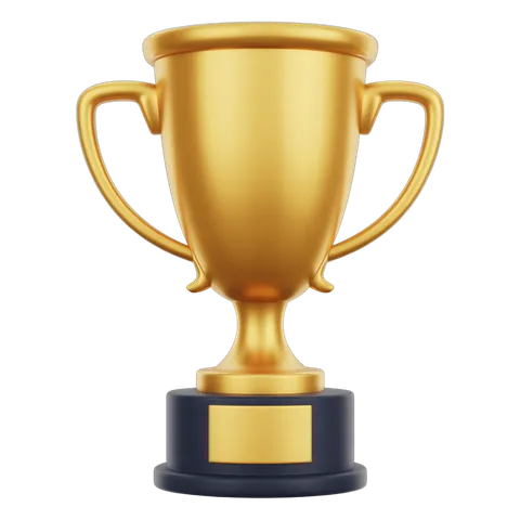Golden trophy cup award icon for achievement success celebration presentation event clipart PNG
