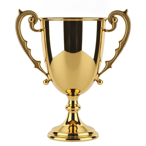 Golden trophy cup award icon for victory celebration event presentation clipart PNG