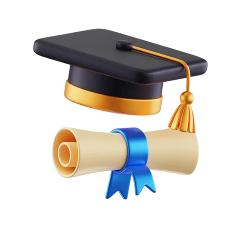 Graduation celebration illustration with cap and diploma for academic achievement awards PNG