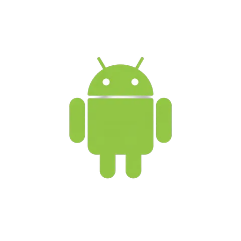 Green android robot mascot icon for mobile app development and technology branding PNG