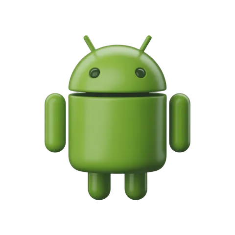 Green android robot mascot icon for mobile app technology branding and digital marketing materials PNG