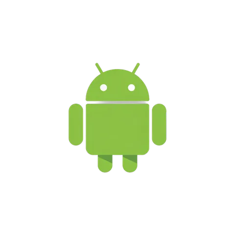 Green android robot mascot icon for mobile app technology branding and digital marketing PNG