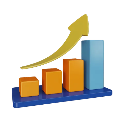Growth chart clipart with upward arrow showing business success and progress for presentations PNG