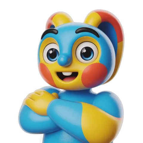 Happy cartoon bee character with arms crossed isolated transparent background clipart PNG