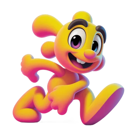 Happy cartoon bunny character running with arms outstretched for cheerful illustrations PNG