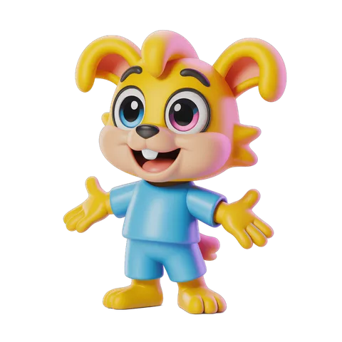 Happy cartoon bunny character with arms outstretched for cheerful greeting designs PNG