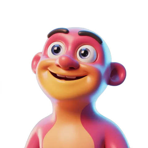 Happy cartoon character smiling isolated transparent background clipart PNG