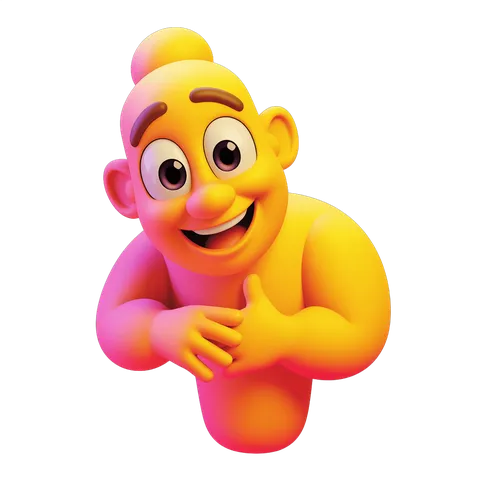Happy cartoon character with thumbs up isolated transparent background clipart PNG