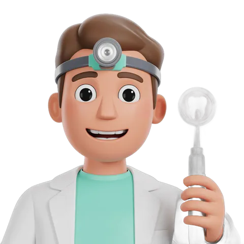 Happy cartoon dentist with syringe holding tooth for dental clinic website or presentation PNG