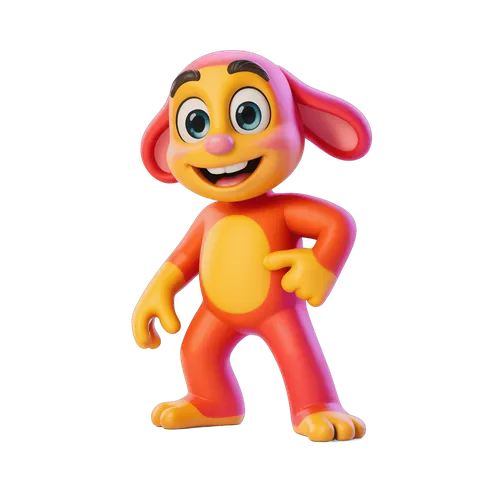 Happy cartoon dog character standing confidently for children illustrations and animations PNG