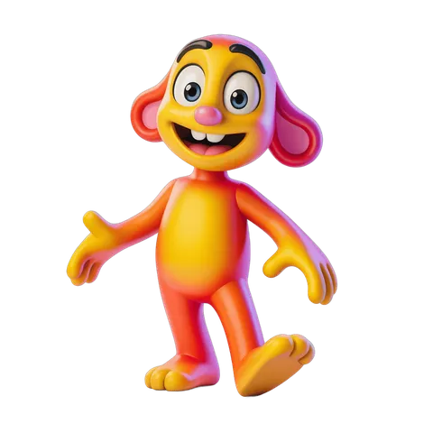 Happy cartoon dog character waving in cheerful 3d style for presentations and designs PNG