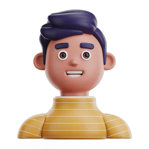 Happy cartoon man with striped shirt isolated clipart for presentations and digital designs PNG