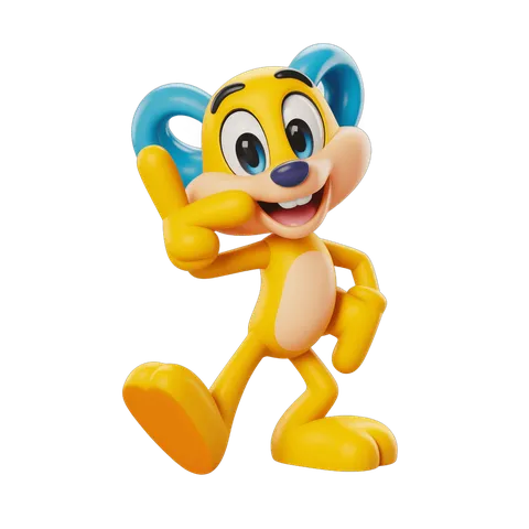 Happy cartoon monkey character running with headphones for animated projects PNG