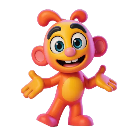 Happy cartoon monkey character waving arms for cheerful illustrations and animations PNG