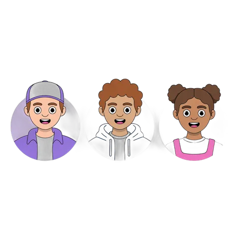 Happy children avatars clipart for educational apps and kids website illustrations PNG