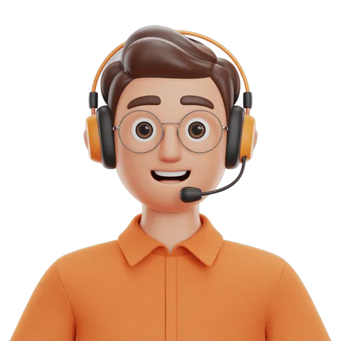 Happy customer service representative with headset and microphone for business support illustration PNG