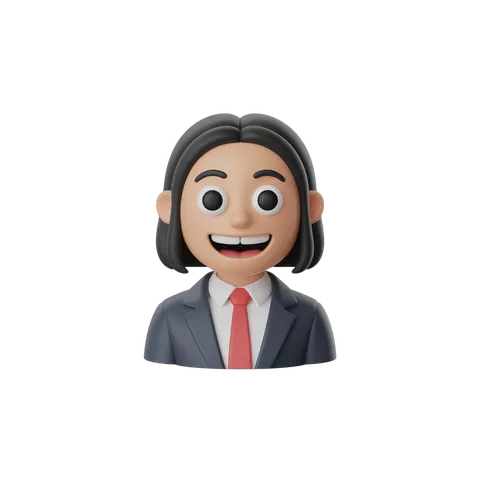 Happy professional cartoon character in business suit and red tie for presentations and corporate graphics PNG