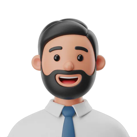 Happy professional man with beard and tie laughing in white shirt for business presentations and corporate graphics PNG