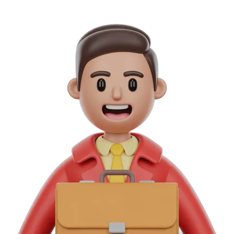 Happy professional man with briefcase carrying smiling confident business executive PNG