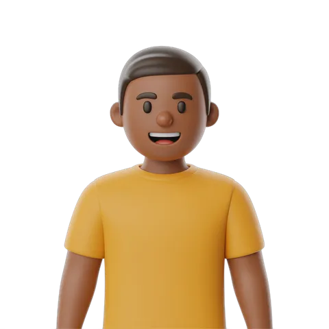 Happy smiling man in yellow t-shirt isolated transparent background clipart PNG