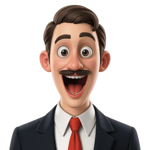 Happy surprised business man in suit and red tie shouting with transparent background PNG