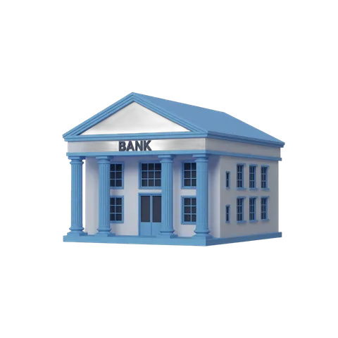 Isolated 3d bank building illustration clipart graphic element for financial business presentations PNG