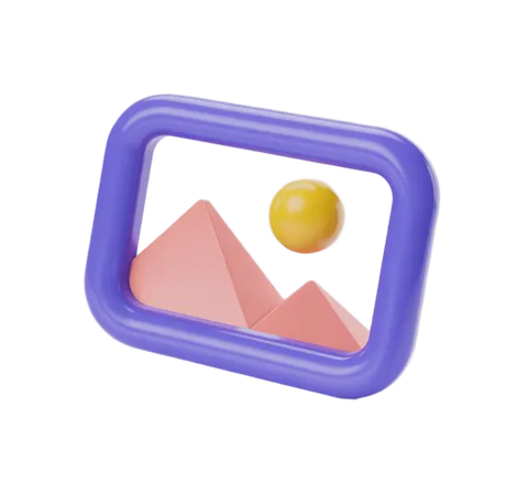Isolated 3d camera icon with yellow ball inside frame for app design and mobile interface PNG