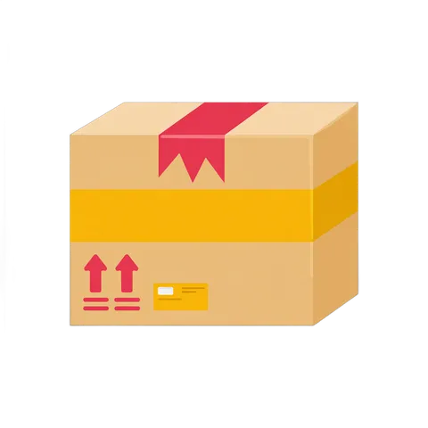 Isolated 3d cartoon gift box with delivery arrows and shipping label for online ecommerce packaging design PNG
