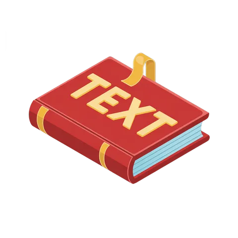 Isolated 3D clipart book with bold text label for editorial and graphic design projects PNG