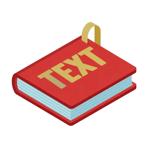 Isolated 3d clipart book with text label for educational and editorial design projects PNG