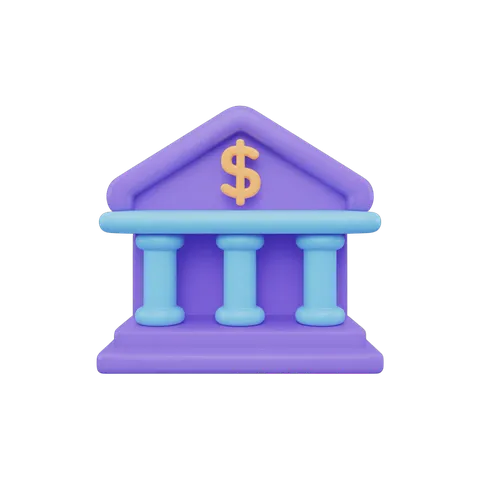 Isolated 3d clipart building with dollar sign symbol for finance business marketing materials PNG