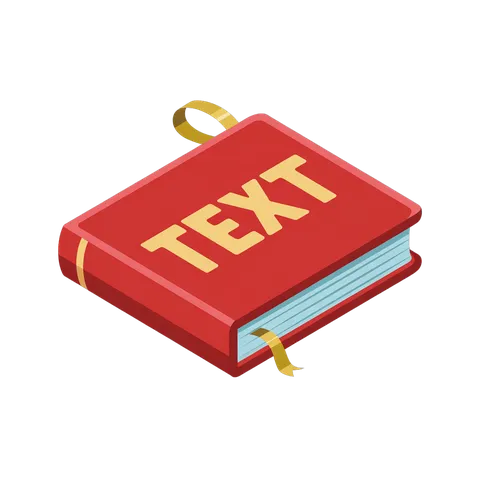 Isolated 3d clipart illustration of a red book with text label for graphic design projects PNG