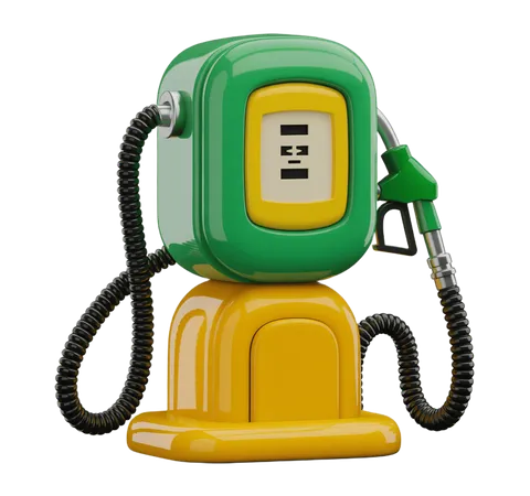 Isolated 3d gas pump icon with nozzle for fuel station graphics and illustrations PNG