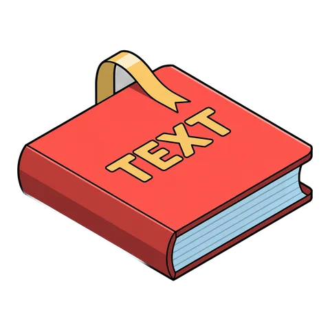 Isolated 3d isometric illustration of a red book with text label for educational and editorial design projects PNG