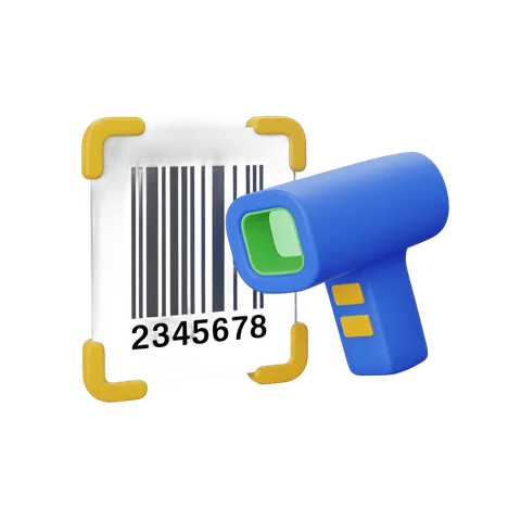 Isolated barcode scanner reading product label with transparent background for retail and inventory design PNG