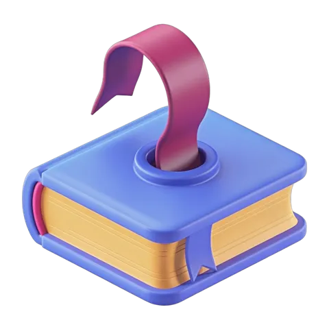 Isolated clipart of closed book with colorful ribbon bookmark for educational and office presentations PNG