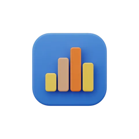 Isolated colorful bar chart icon for business presentations and infographics on transparent background PNG