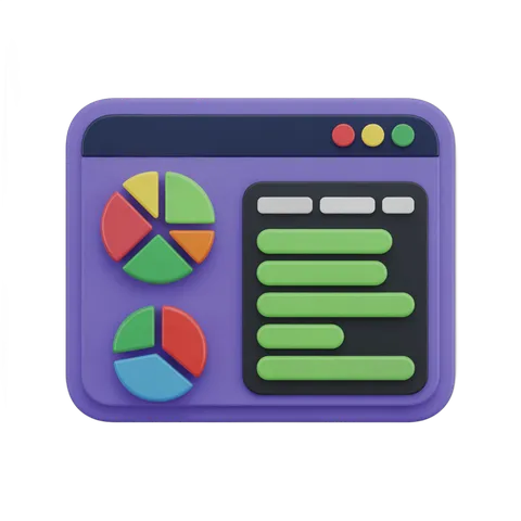 Isolated colorful chart and document interface clipart for business presentations and reports PNG