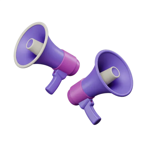 Isolated colorful clipart megaphones for presentations and announcements PNG