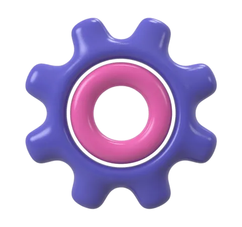 Isolated colorful gear graphic element for presentations and digital designs with transparent background PNG