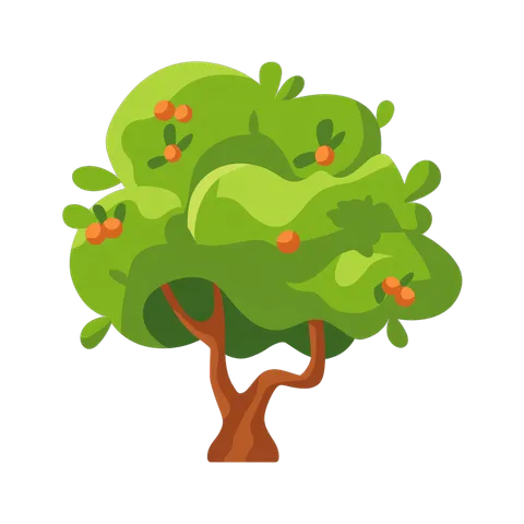 Isolated green apple tree with ripe fruit for seasonal marketing and educational materials PNG