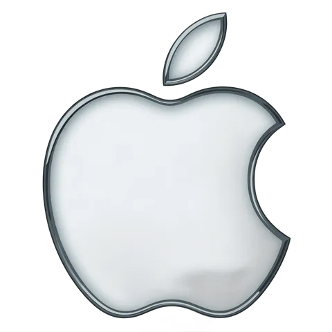 Isolated metallic apple logo graphic element for branding and corporate design projects PNG