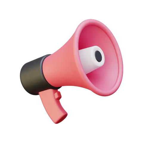 Isolated pink megaphone clipart for presentations and announcements PNG