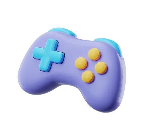 Isolated purple game controller clipart with directional pad and cross button for gaming graphics PNG