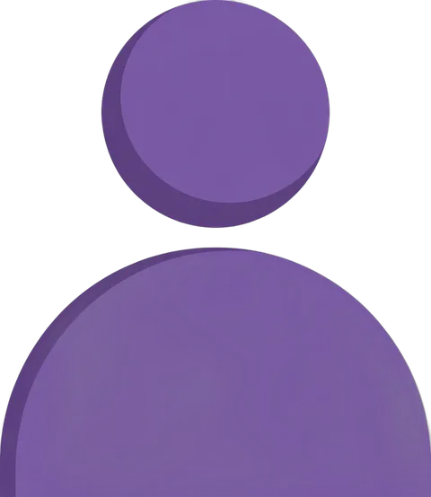 Isolated purple silhouette person avatar graphic for user profile icons and app interfaces PNG